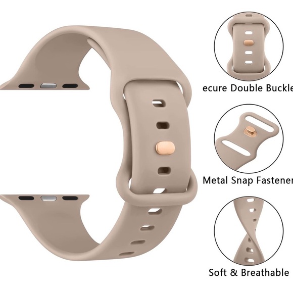 NEW Silicone Apple Watch Beige Band - Picture 3 of 6